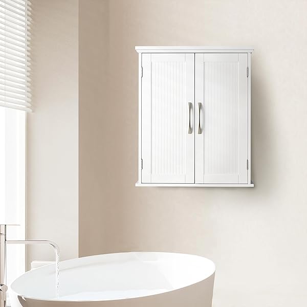 Clóset de Pared extraíble con Puertas Dobles, Color Blanco Pull Handle Wall Cabinet clóset de pared