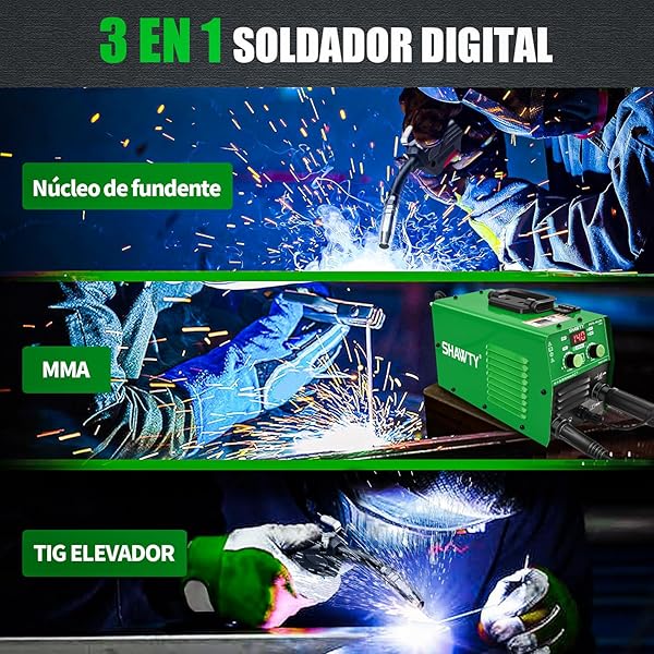 Juego De Soldadora Inversora Portatil, MIG MMA TIG 3 En 1,LCD 140A 110V, Control De Alimentación De Alambre, IGBT Soldadora Inversora Para Soldadura Industrial, Mantenimiento Doméstico