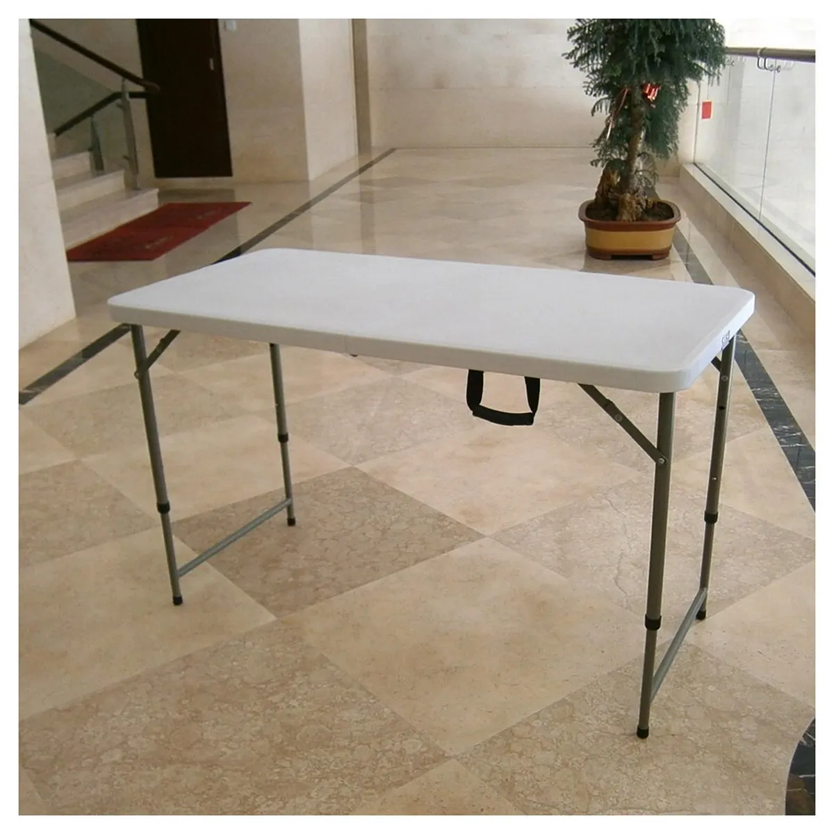 Mesa Plegable Tipo Maleta Altura Regulable Rectangular 120 cm Blanco*3