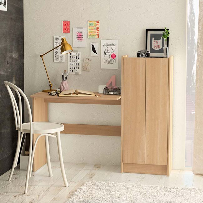 Escritorio  Con Armario Castaño