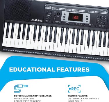 Piano eléctrico con 61 teclas, Teclado Musical con altavoces, audífonos, micrófono, soporte para piano, atril y taburete