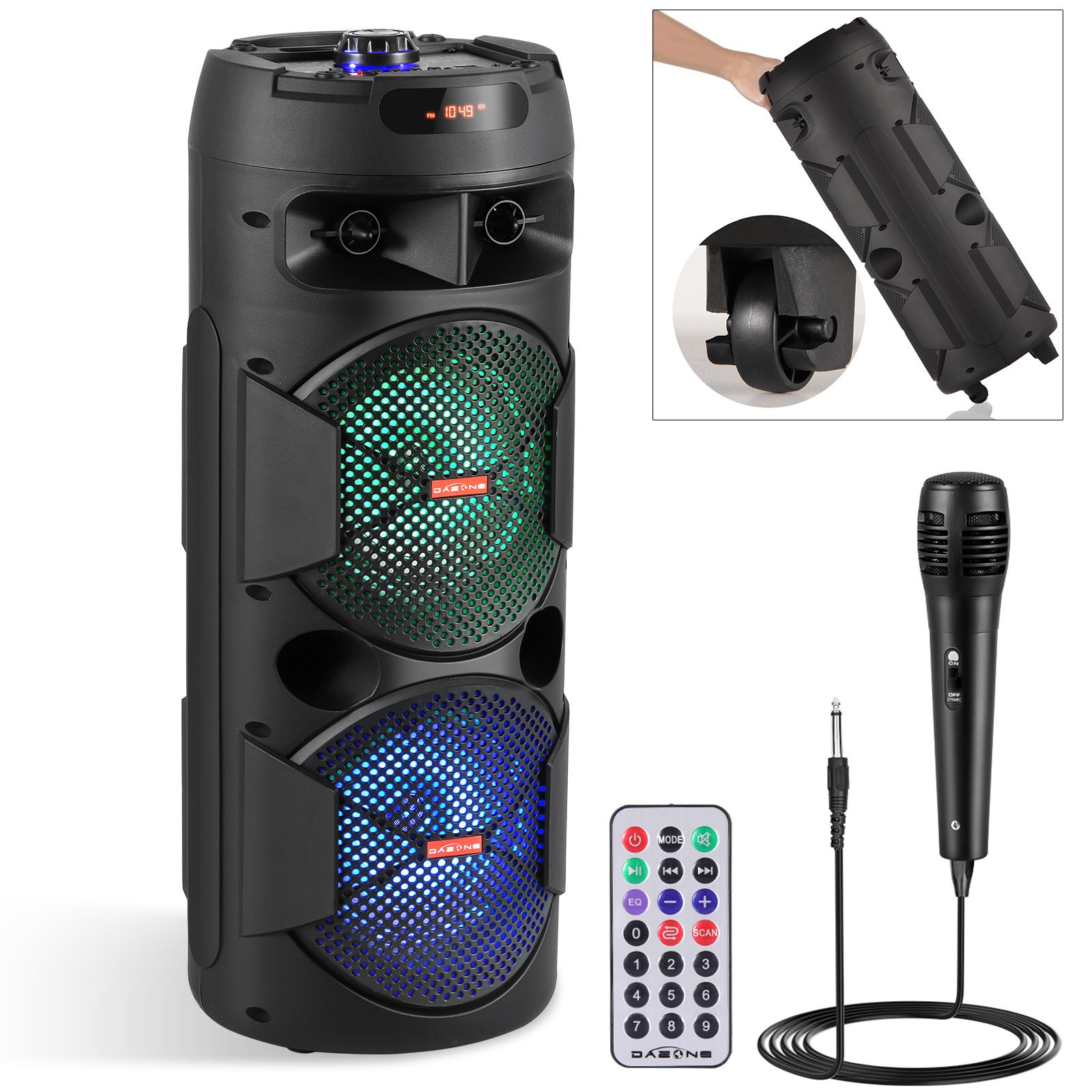 Portable Bluetooth Speaker Dual 6.5" SubWoofer Rechargeable Wireless Speaker Party Sound Box AUX / TWS / FM / Remote Control / Microphone / LED Audio