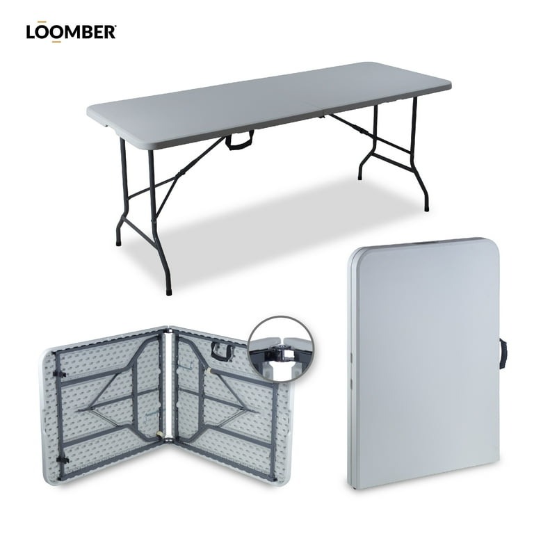 Mesa Plegable LOOMBER Blanca 180 centímetros Set de 2 piezas