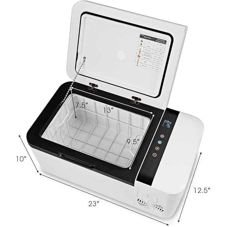 Congelador compacto para automóvil, refrigerador portátil de viaje de 12 V, con compresor, manijas dobles, pantalla LCD para automóvil y hogar, camping, fiesta en camión, viajes, picnic al aire libre (16 cuartos)