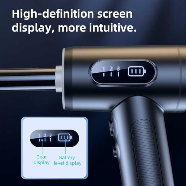 Plumero de aire comprimido, soplador de aire eléctrico portátil inalámbrico de 3 velocidades a 100000 RPM con luz LED, para limpiar teclados y PC, kit de limpieza de aire (sin plumeros de aire enlatados), recargable (negro)