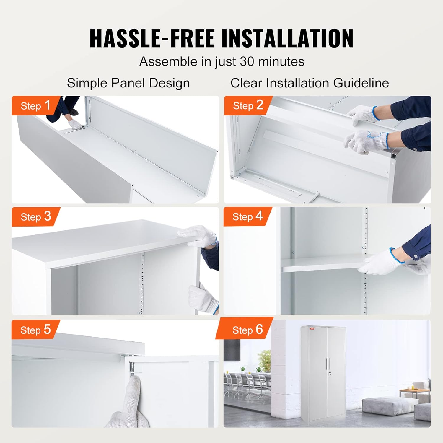 Metal Storage Cabinet with Wheels, 75'' Locking Steel Storage Cabinet with 2 Magnetic Doors and 4 Adjustable Shelves for Office, Garage, Home