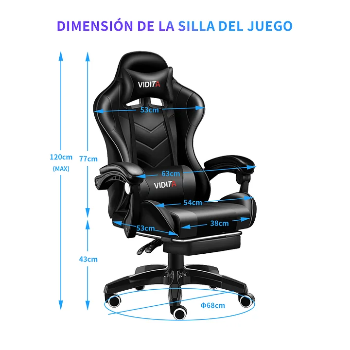 Set Silla Gamer Con Reposapiés y Escritorio Gamer X-RGB 120cm Negro
