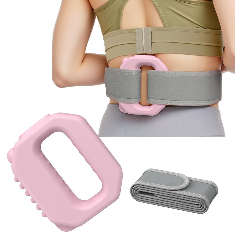 Vibrador portátil inalámbrico Merach para todo el cuerpo: 6 niveles de velocidad, masajeador percusivo de tejido profundo para aliviar los músculos del cuello y los hombros, ideal para la relajación. Diseño en rosa y gris.