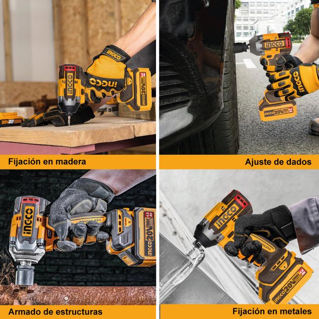 Kit 5 Herramientas  Taladro + Llave Impacto + Rotomartillo + Amoladora + Linterna 20V