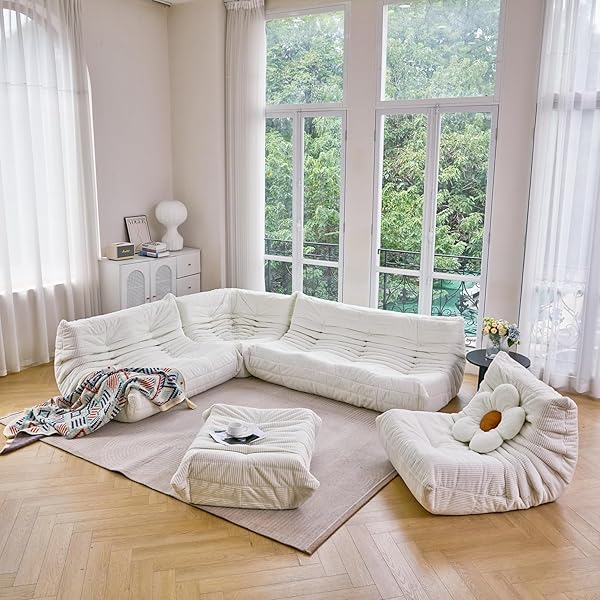 Sofá de tres plazas, sofá de piso de tamaño doble sin brazos de mediados de siglo, sillón de piso de pana suave de primera calidad, sillón decorativo de espuma para sala de estar, dormitorio (lima)