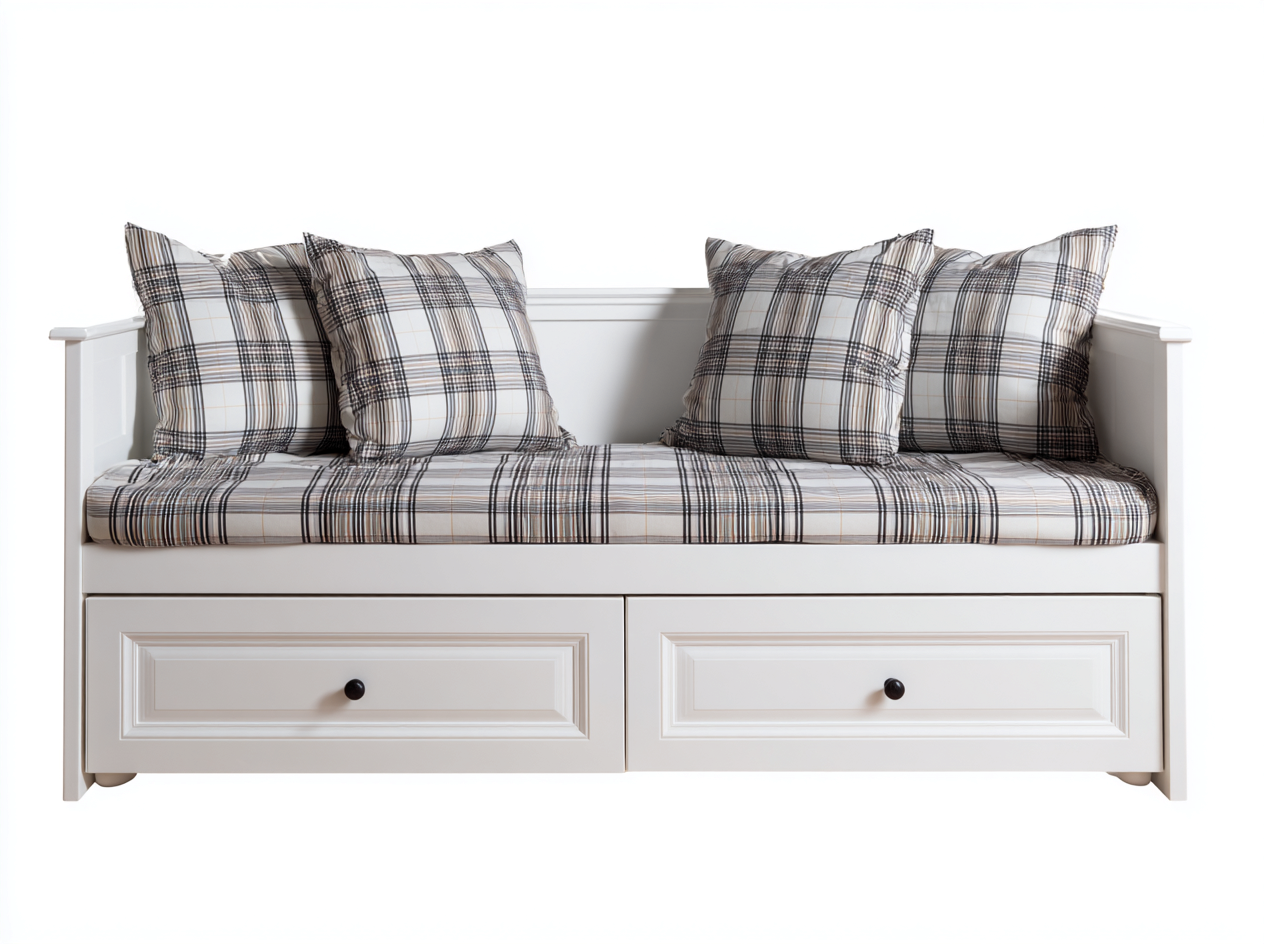 Divano letto-legno-tessuto-200x90x90 cm-bianco-grigio-design classico- Loftmynest