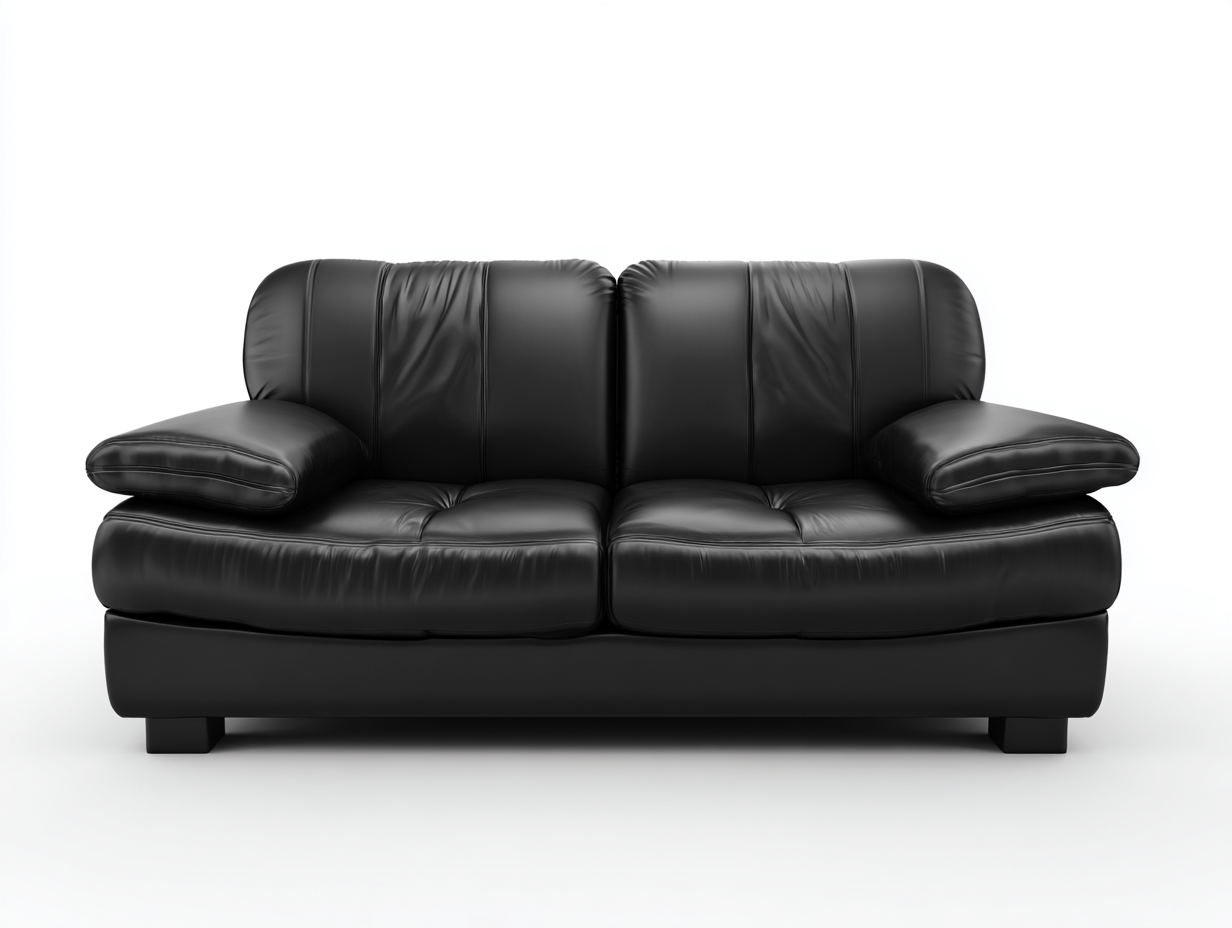 Divano a due posti - pelle sintetica - 175x87x78 cm - nero - stile moderno- Loftmynest