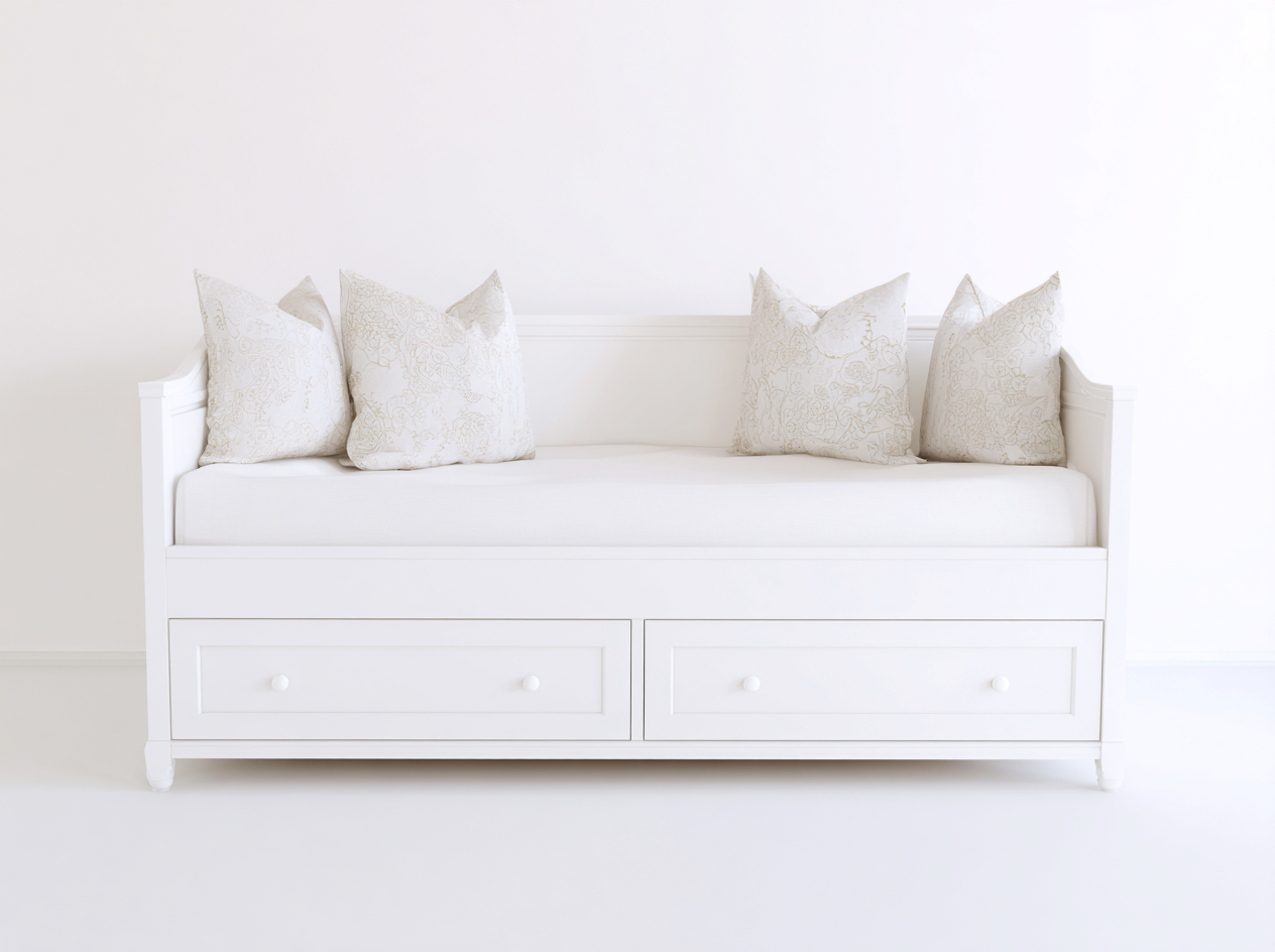 Divano letto-legno-tessuto-204x93x92 cm-bianco-design classico- Loftmynest