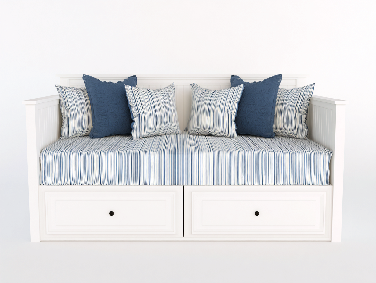 Divano letto-legno-tessuto-203x92x91 cm-bianco-design classico- Loftmynest