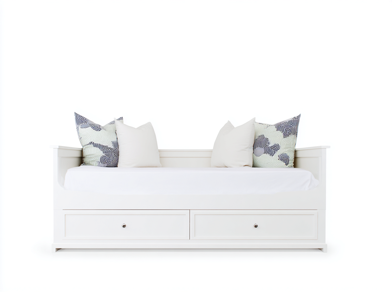 Divano letto-legno-tessuto-202x94x90 cm-bianco-design classico- Loftmynest