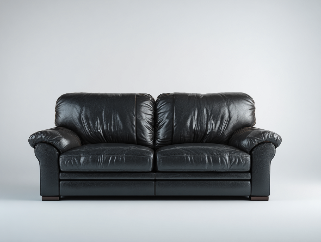 Divano a due posti-pelle-176x90x88 cm-nero-stile moderno- Loftmynest