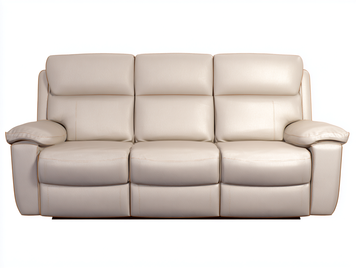 Divano reclinabile - pelle sintetica - 210x95x100 cm - beige - stile contemporaneo- Loftmynest