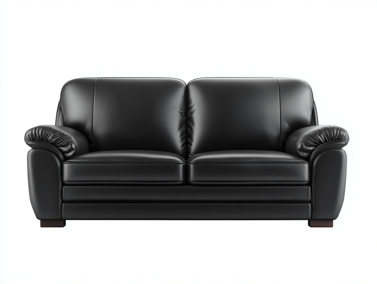 Divano a due posti - pelle sintetica - 185x92x81 cm - nero - stile classico- Loftmynest