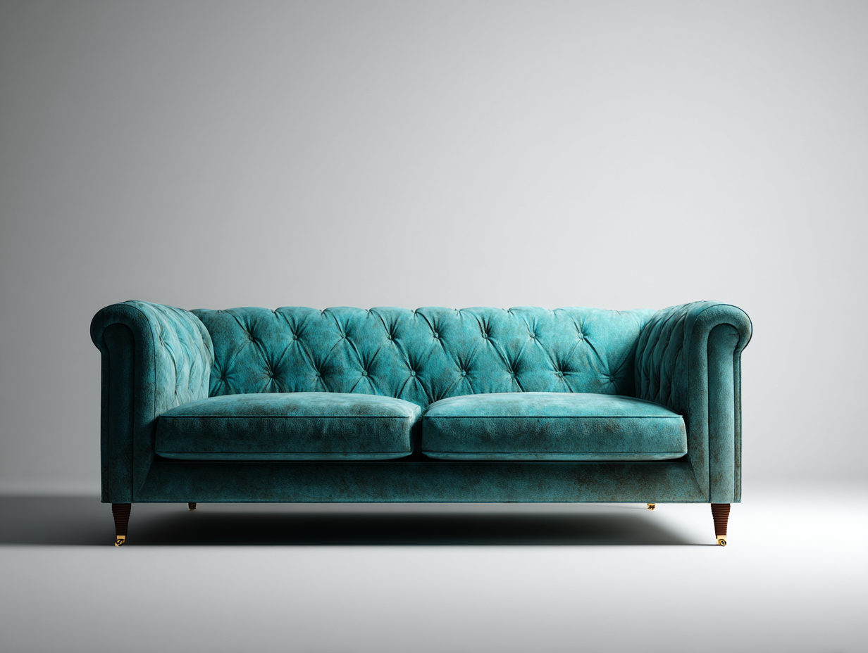 Divano a due posti-tessuto-182x92x90 cm-verde petrolio-stile classico- Loftmynest