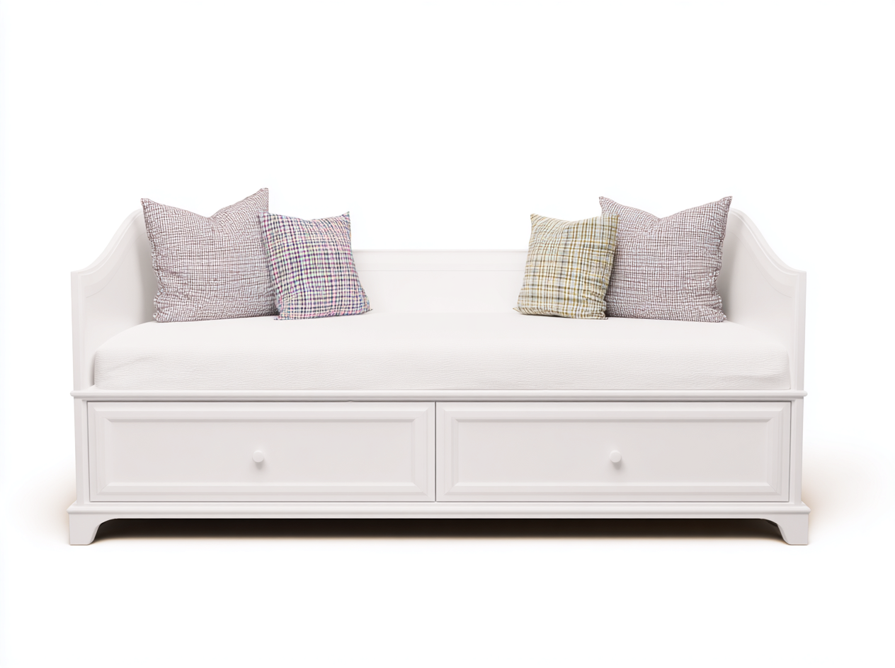 Divano letto-legno-tessuto-200x90x90 cm-bianco-beige-design classico- Loftmynest