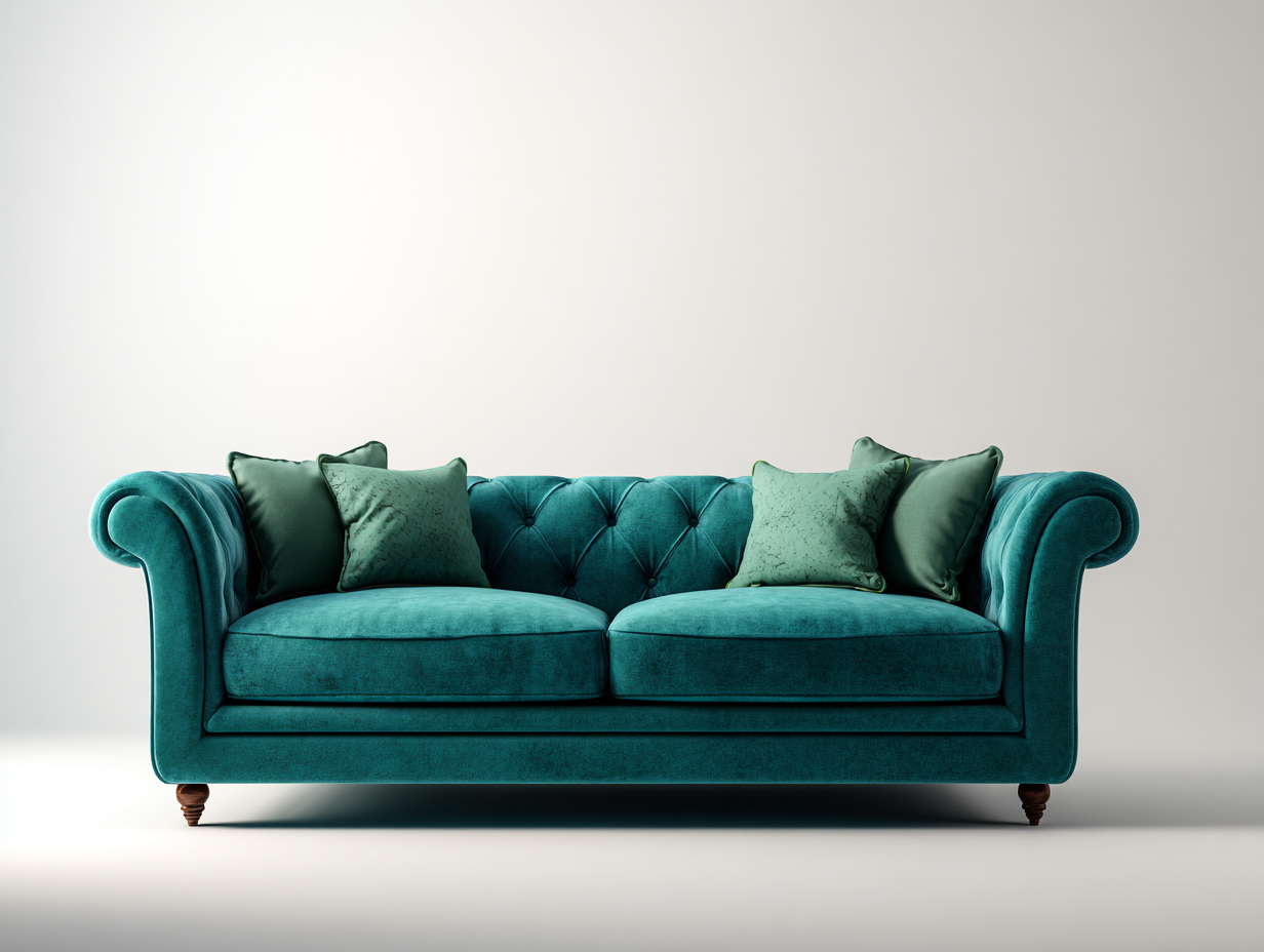 Divano a due posti-tessuto-veluto-185x94x90 cm-verde petrolio-stile classico- Loftmynest