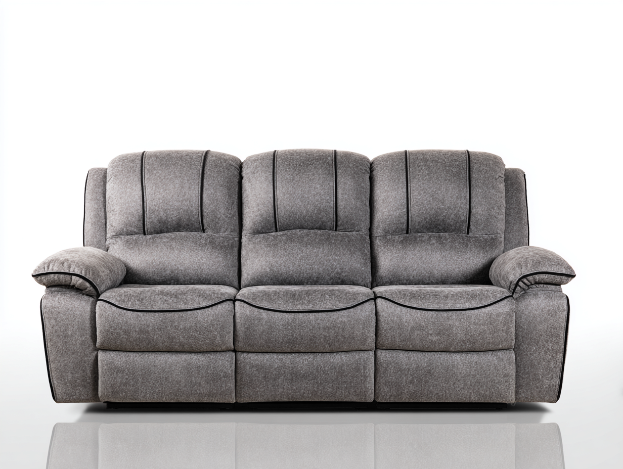 Divano reclinabile - tessuto - 220x98x104 cm - grigio - stile contemporaneo- Loftmynest