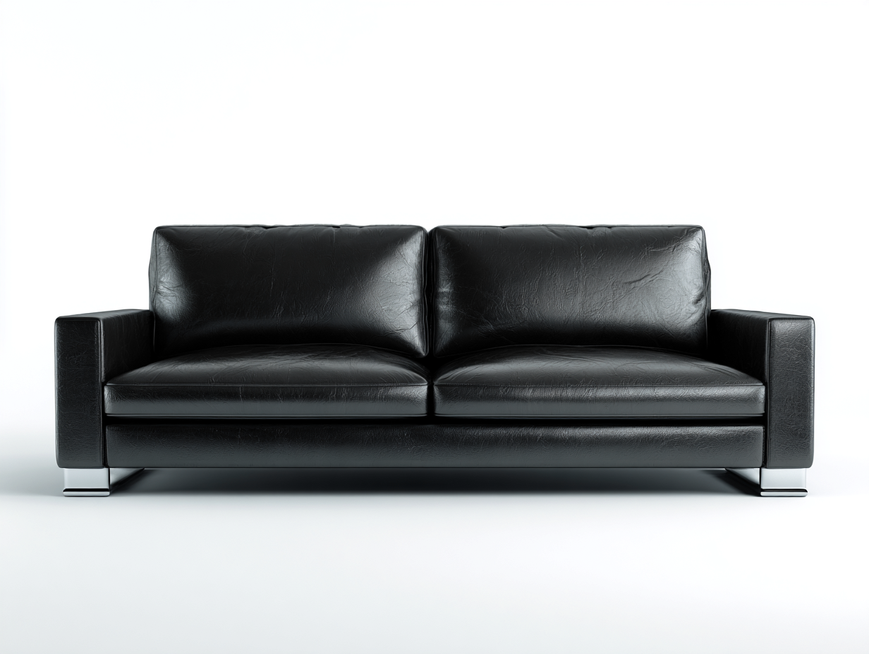 Divano a due posti - pelle sintetica - 180x85x80 cm - nero - stile moderno- Loftmynest