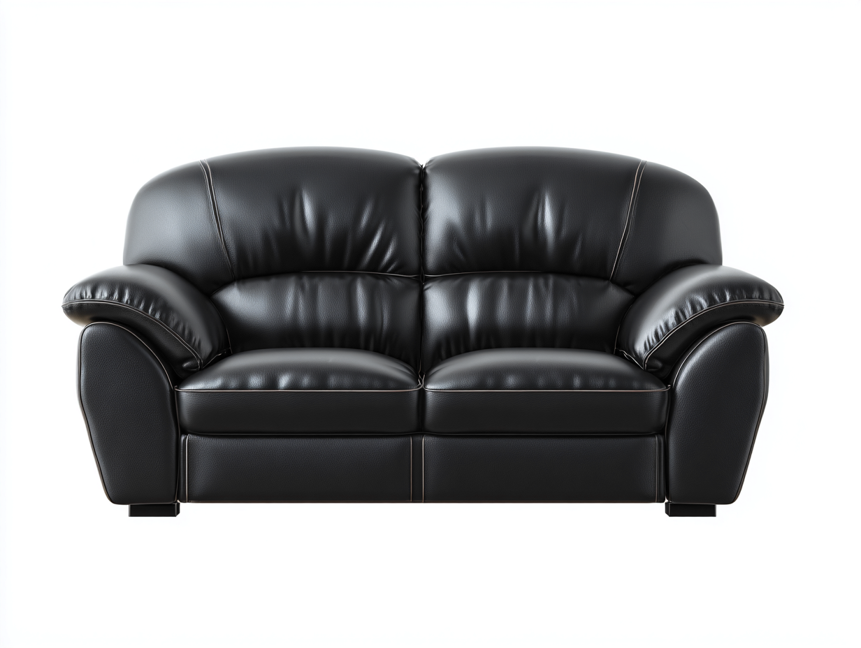 Divano a due posti - pelle sintetica - 182x90x83 cm - nero - stile classico- Loftmynest