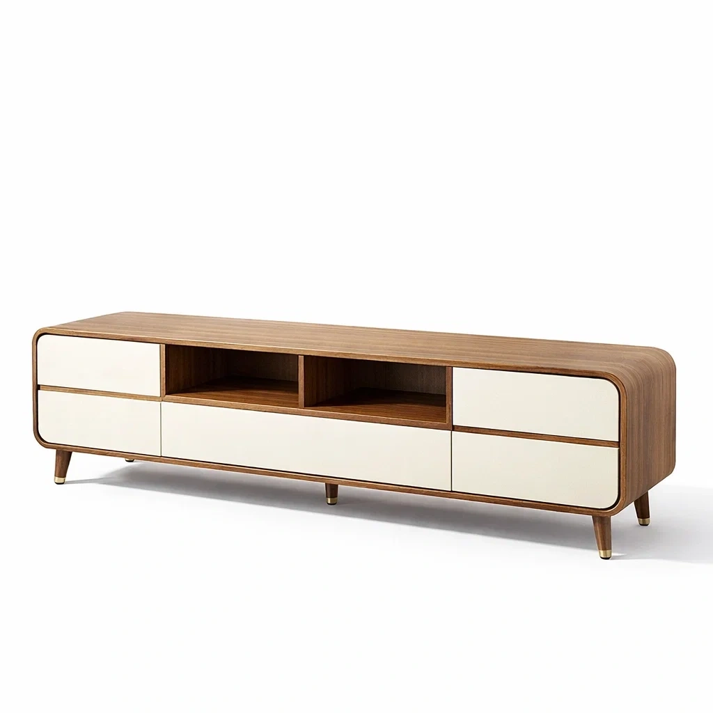 Mobile TV Scandinavo in Legno Marrone e Bianco-AlloyAbode