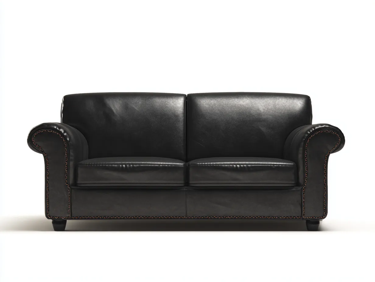 Canapé 2 places - Cuir synthétique - 172x94x90 cm - Noir - Style classique-Casagohome