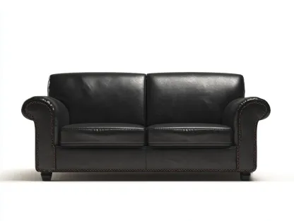 Canapé 2 places - Cuir synthétique - 172x94x90 cm - Noir - Style classique-Casagohome