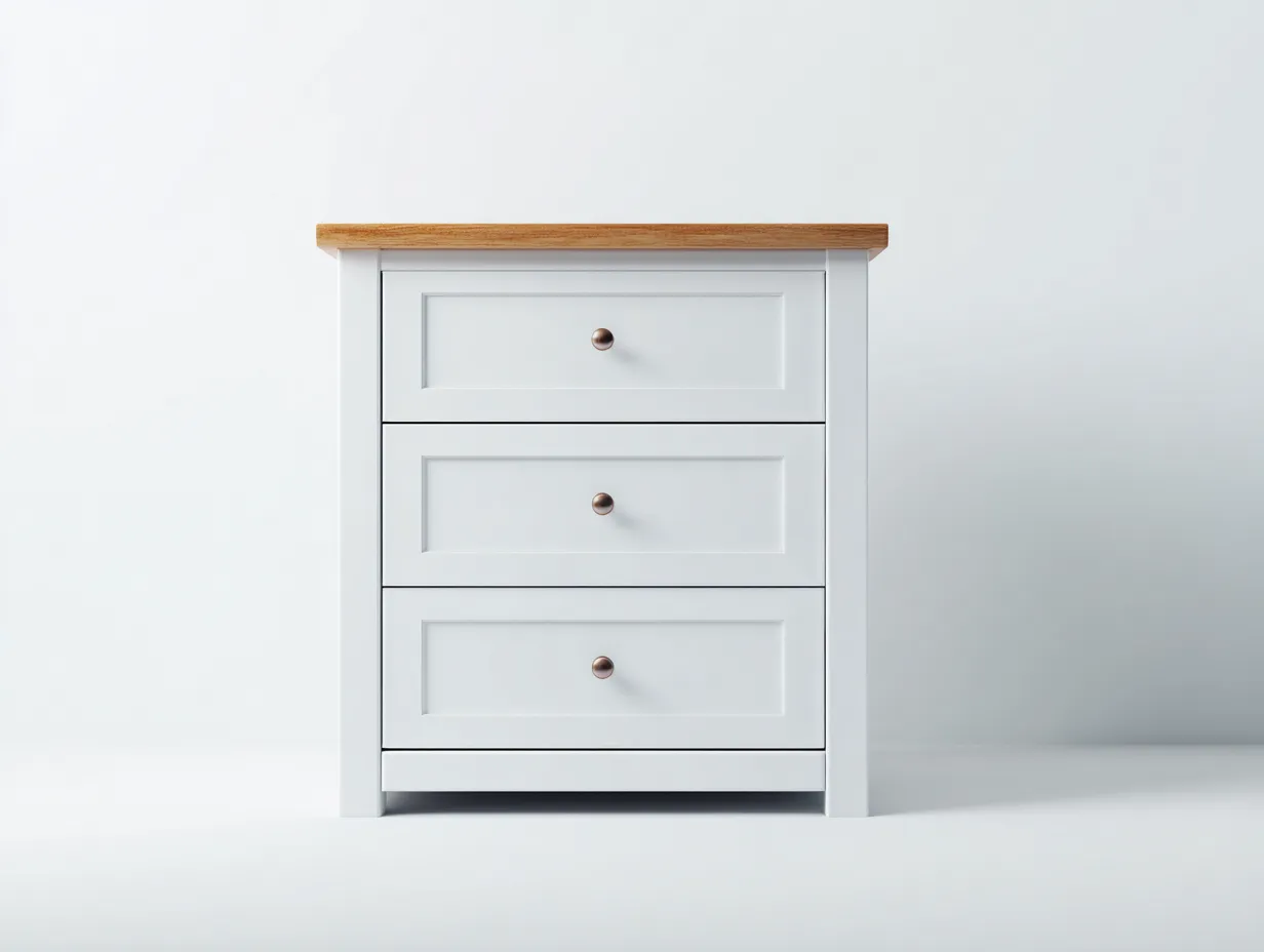 Commode - Bois - 62x42x85 cm - Blanc-Bois naturel - Style contemporain-Casagohome