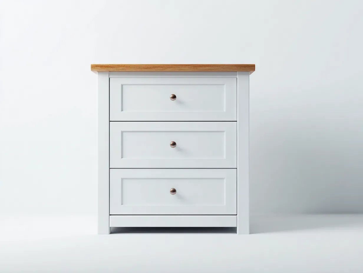 Commode - Bois - 62x42x85 cm - Blanc-Bois naturel - Style contemporain-Casagohome