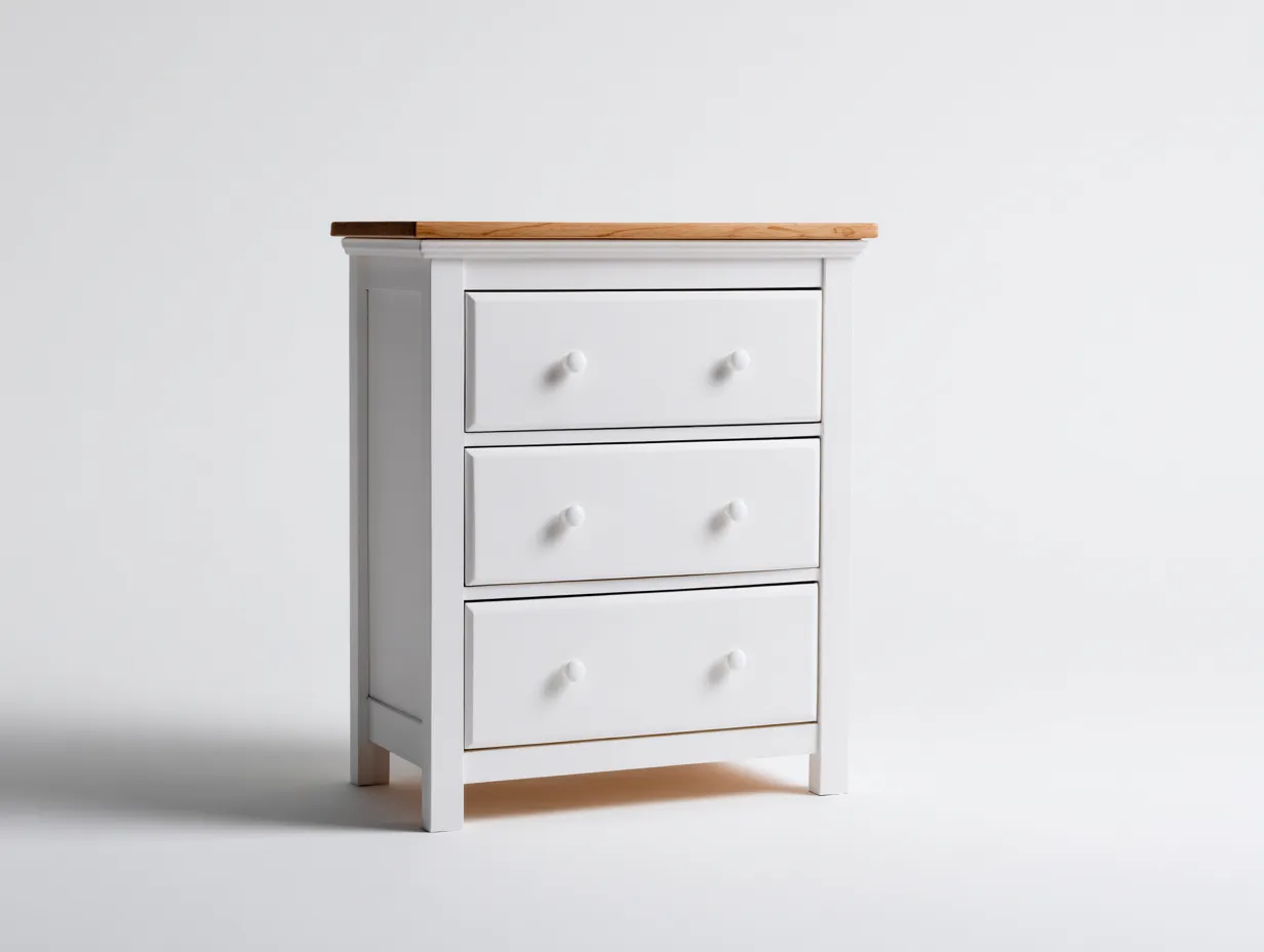 Commode - Bois - 55x38x80 cm - Blanc-Bois naturel - Style contemporain-Casagohome