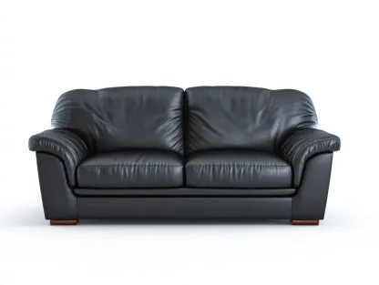 Canapé 2 places - Cuir synthétique - 176x96x92 cm - Noir - Style moderne-Casagohome