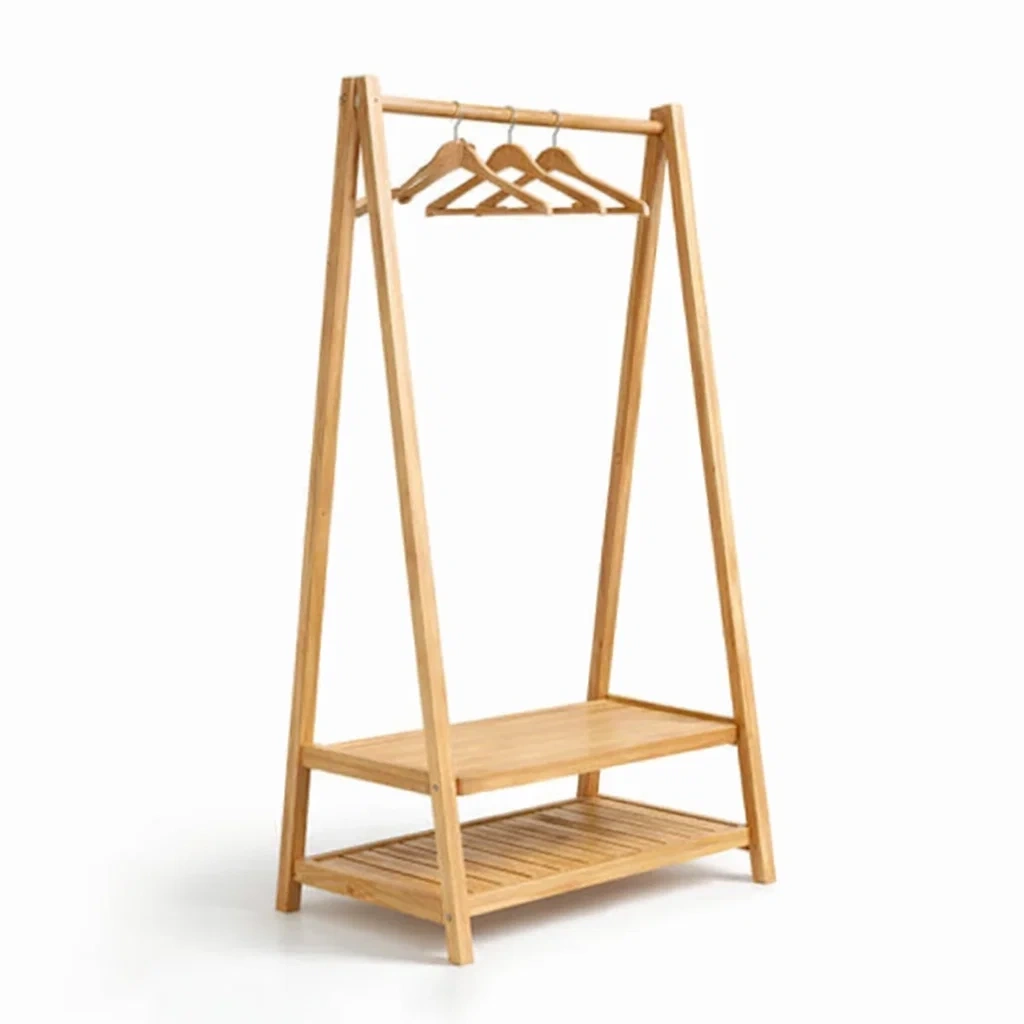 Appendiabiti in Bamb�� Naturale con Doppio Ripiano-SilkSettle