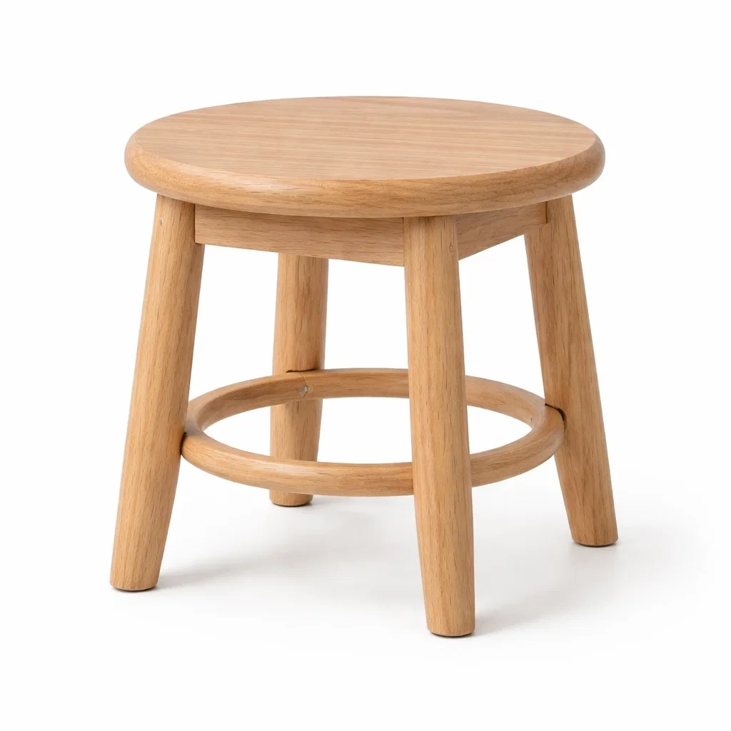 Sgabello in legno massello con anello di supporto-SilkSettle