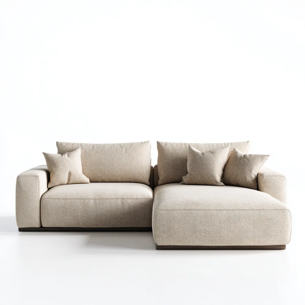 Canapé d'angle tissu Beige 270x160x85 cm – Design contemporain