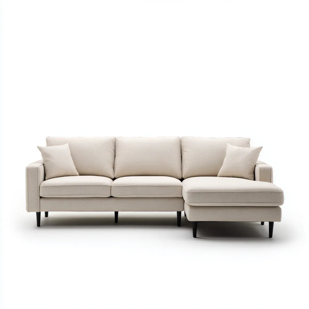 Canapé d'angle en tissu 250x160x85 cm – Beige – Design Contemporain