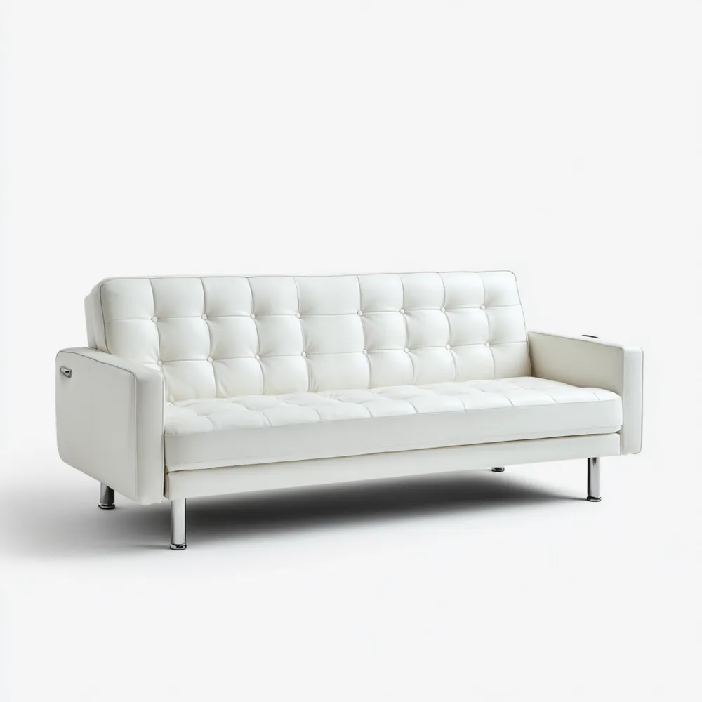 Canapé 3 Places Cuir Synthétique Blanc 200x85x80 cm Design Moderne