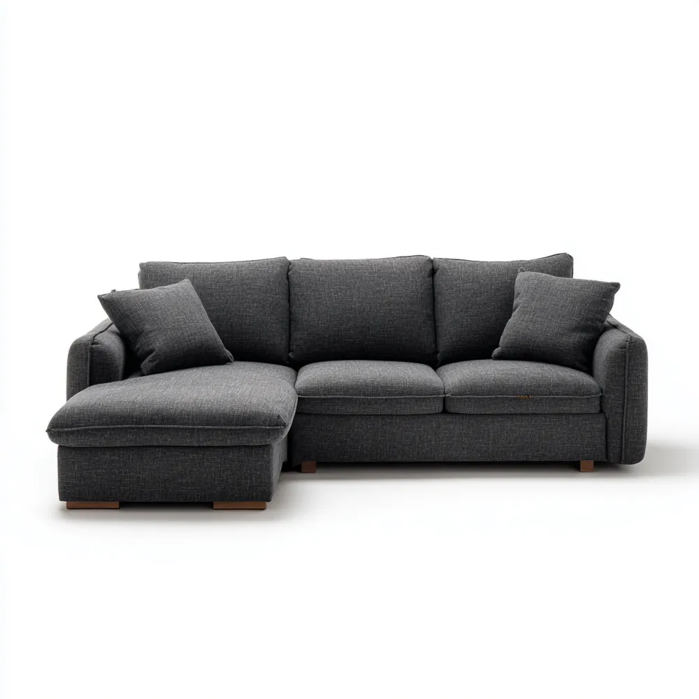 Canapé d'angle tissu 260x160x85 cm - Gris Foncé - Design moderne