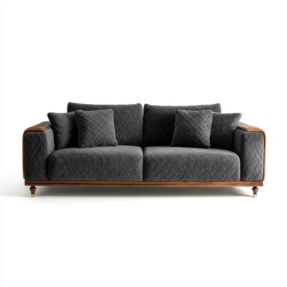 Canapé 2 places Tissu 180x90x85 cm – Gris Foncé – Design Contemporain