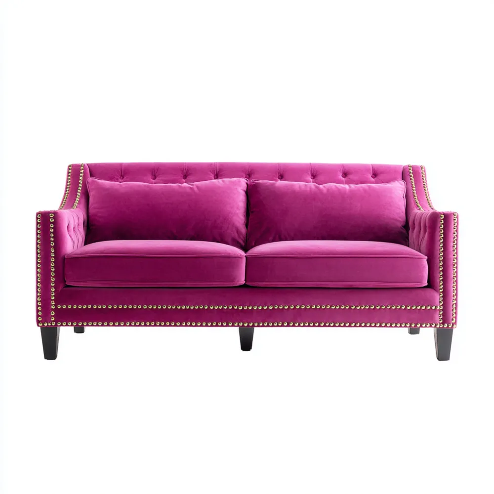 Canapé 2 places Velours 150x85x75 cm - Fuchsia - Design Classique