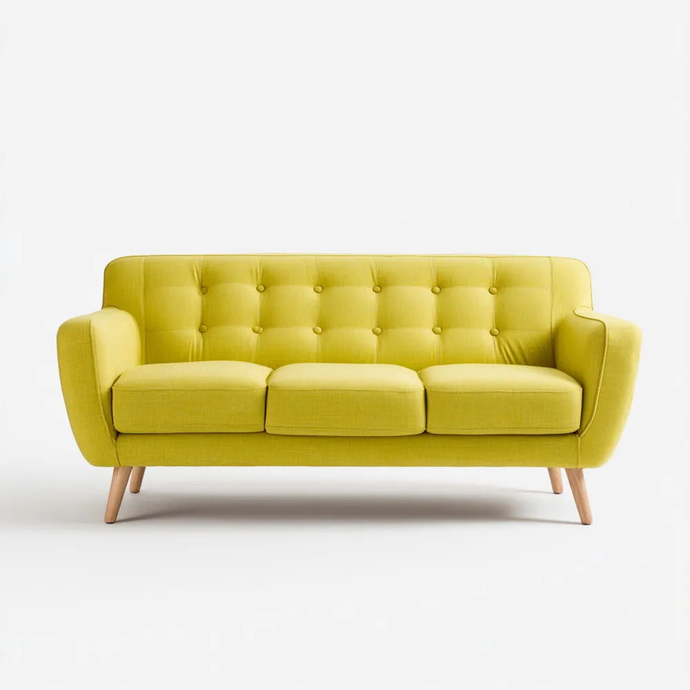 Canapé 3 places Tissu 200x85x90 cm - Jaune - Design Moderne