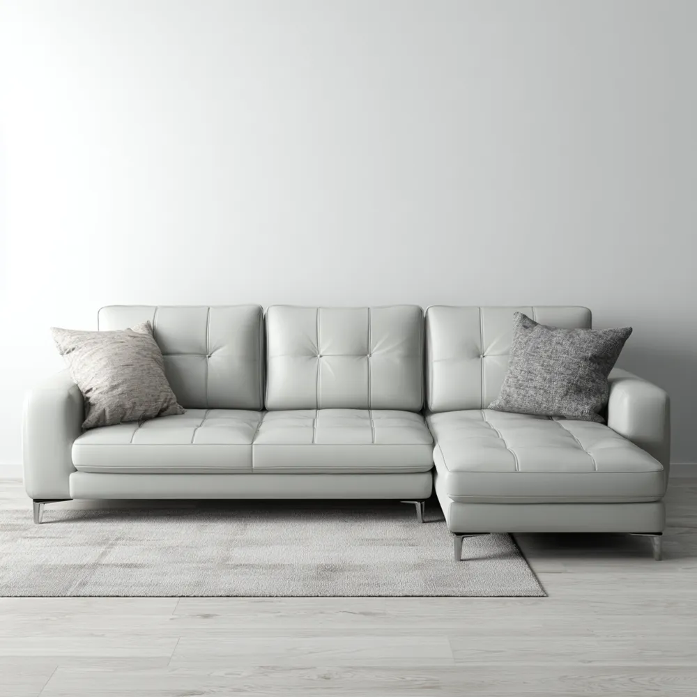 Canapé d'angle Cuir 250x90x85 cm – Gris – Design Contemporain