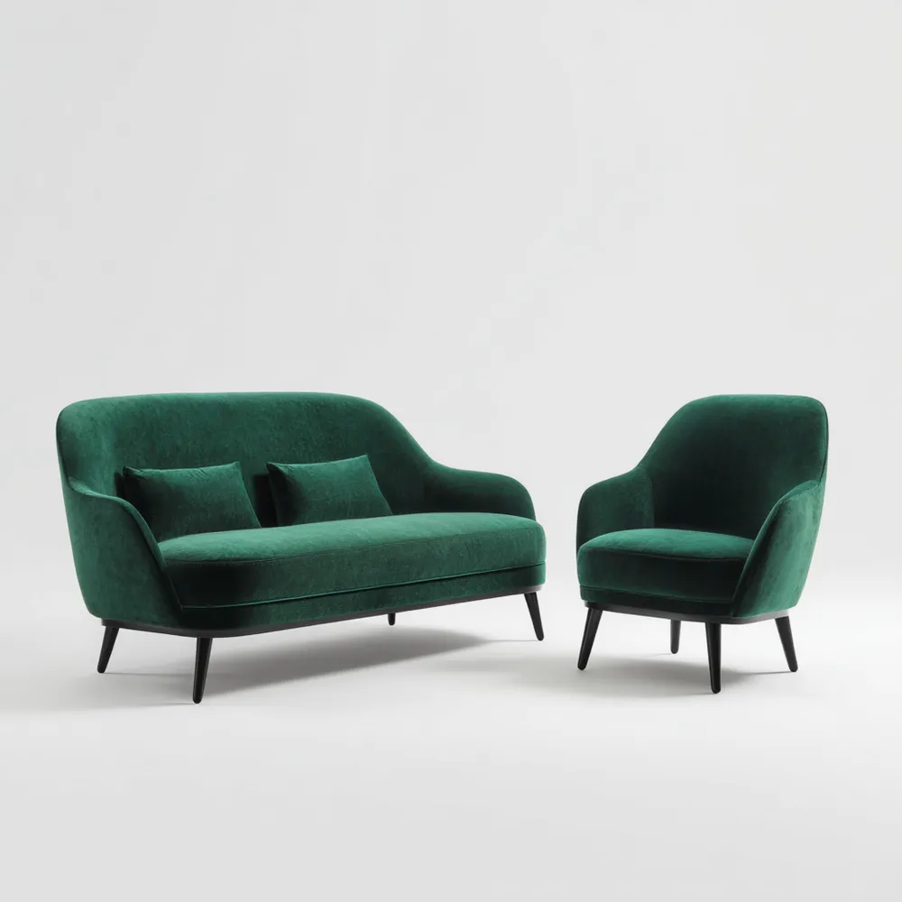 Ensemble de canapés Tissu Velours 150x80x75 cm - Vert Émeraude - Design Contemporain