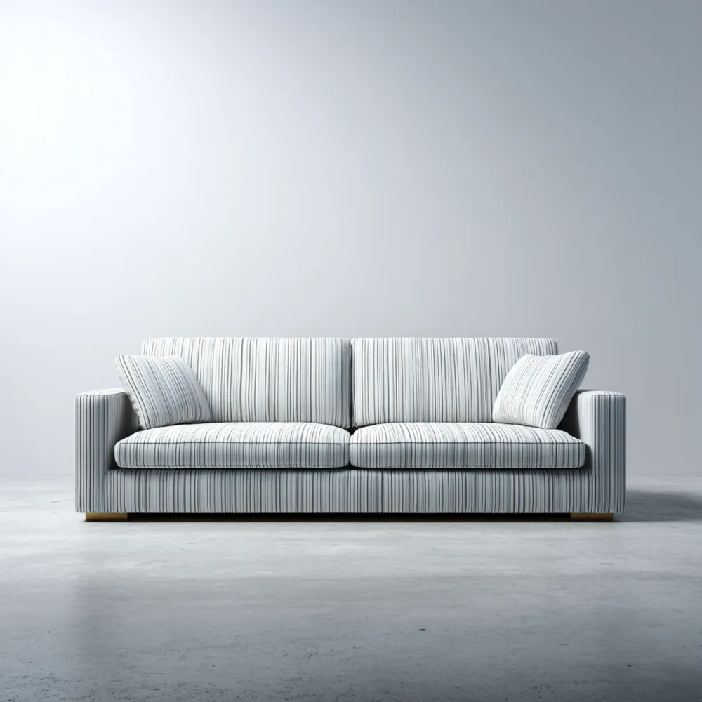 Canapé 2 places Tissu à rayures 180x85x75 cm – Blanc/Gris – Design contemporain