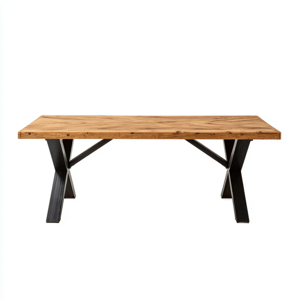 Table à manger Bois massif 200x90x75 cm – Finition industrielle