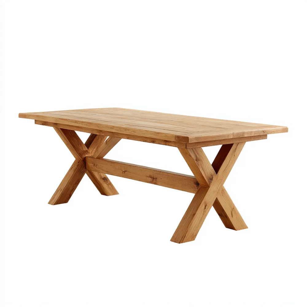 Table à manger en bois 200x90x75 cm - Chêne Naturel - Design Rustique