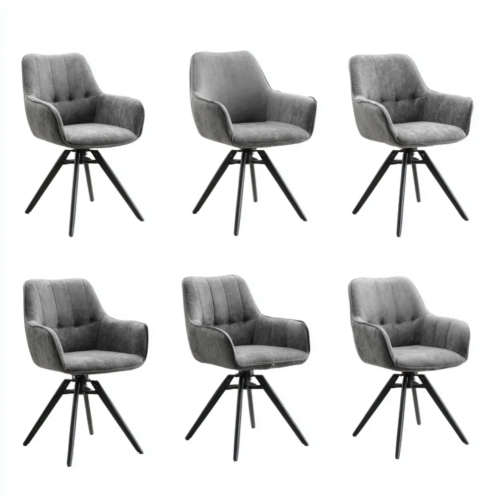 Ensemble de chaises de salle à manger Velours Gris 55x55x85 cm - Design moderne pivotant